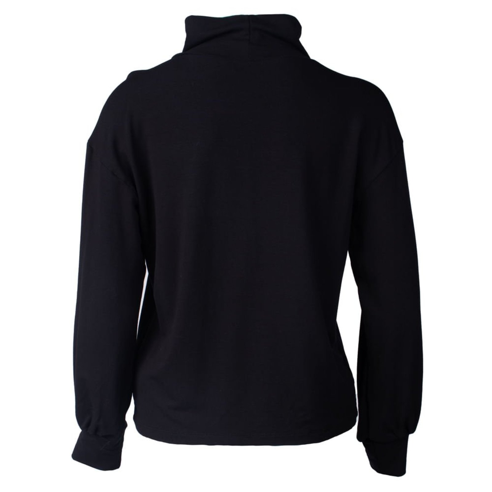 Vista 3 Blusa Feminina Malha Giraffe Gola Rolê Básica preto Giraffe preto