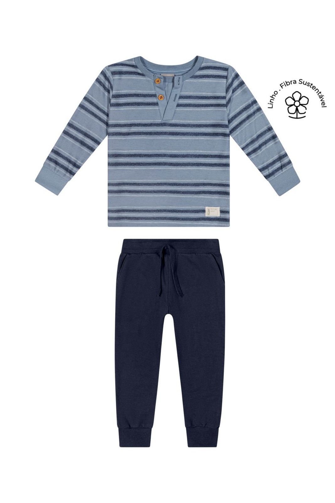 Infantil - Conjunto Longo Menino Listrado Colorittá Azul