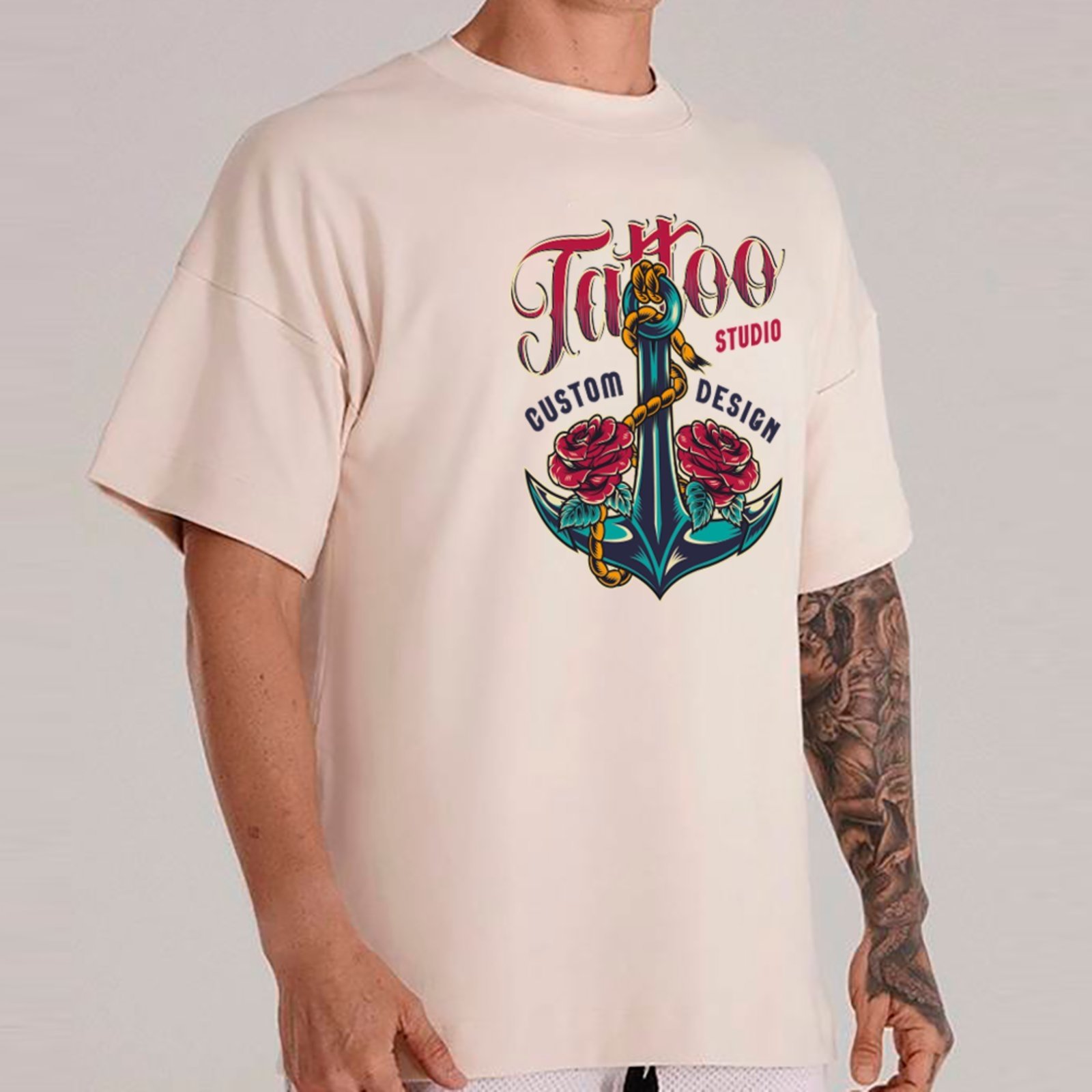 Camiseta Ousy Unissex Streetwear Tattoo Studio Custom Design Premium Oversized Off White