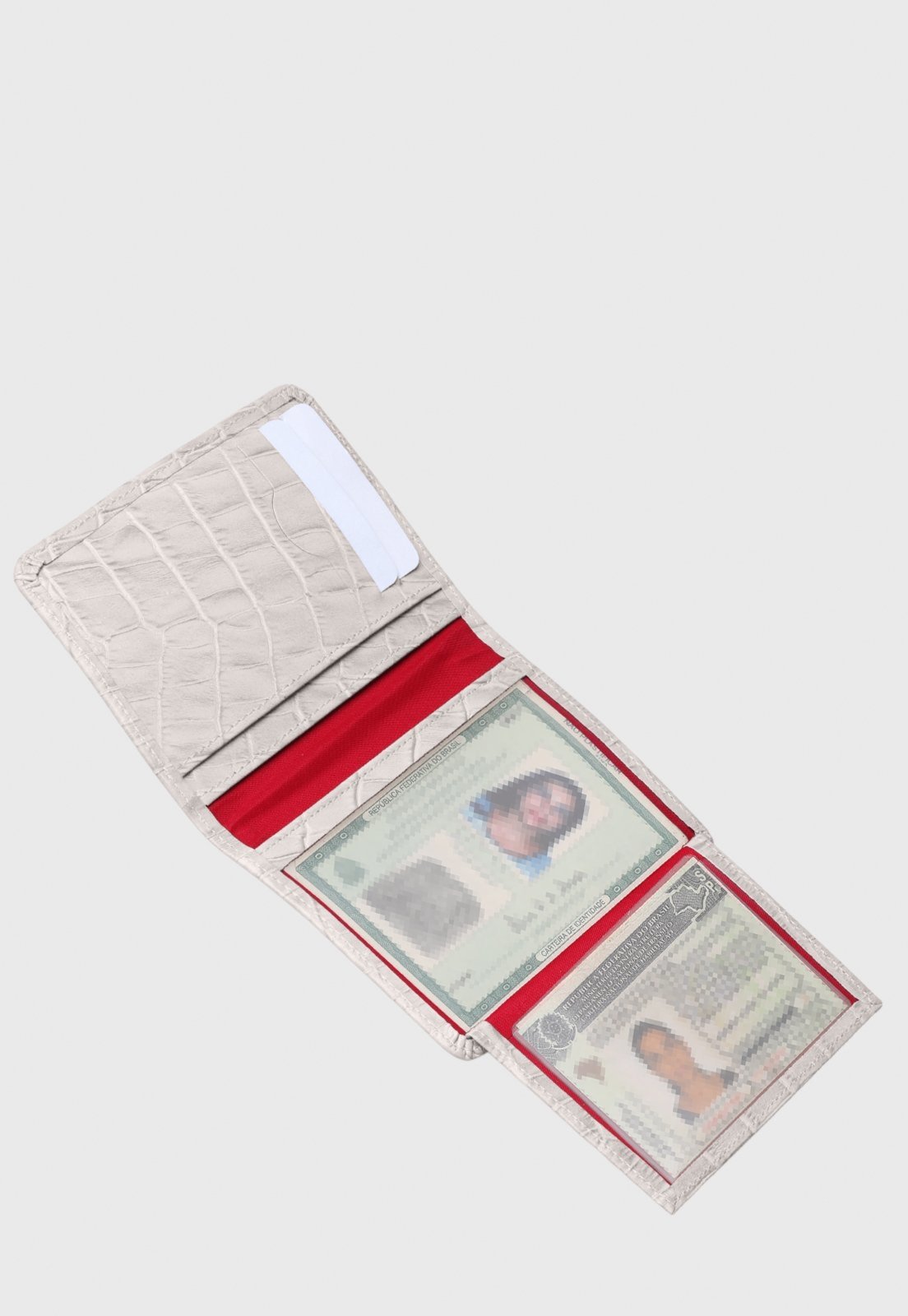 Vista 3 Carteira de Couro Mariart 649MRT Croco Off White off-white white Mariart off-white white