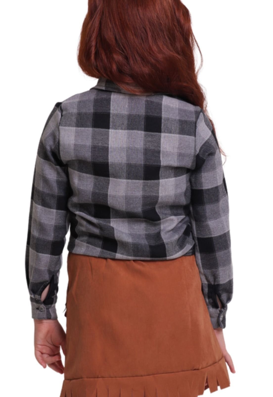 Vista 3 Infantil - Camisa Xadrez Junina Menina Muvilê 4 ao 4 preto Infanti preto