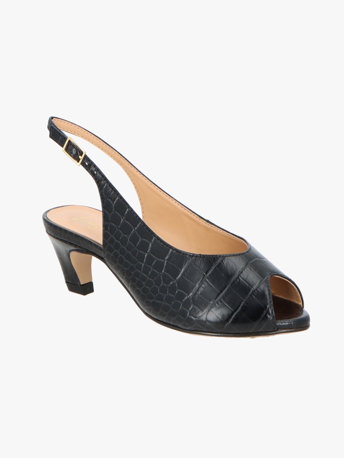Sandalia Luiza Barcelos Peep Toe Preta Salto Baixo