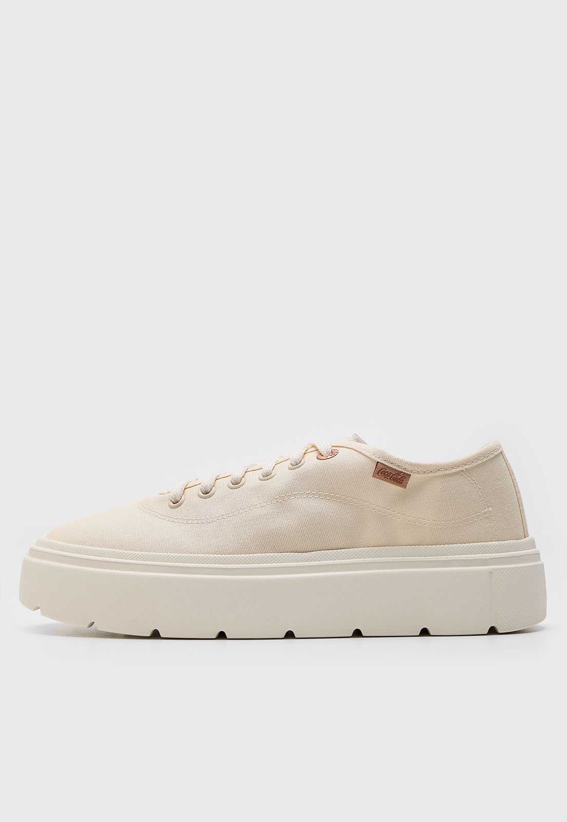 Tênis Flatform Coca Cola Lona Off-White