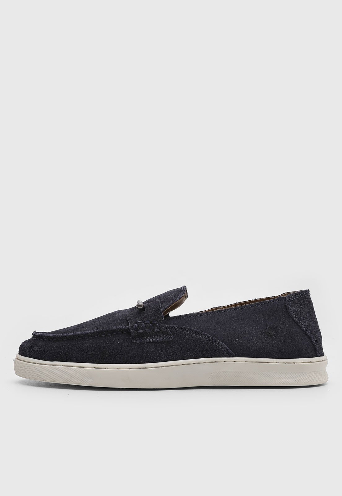 Mocassim de Couro Masculino Dudalina Camurça Azul Marinho