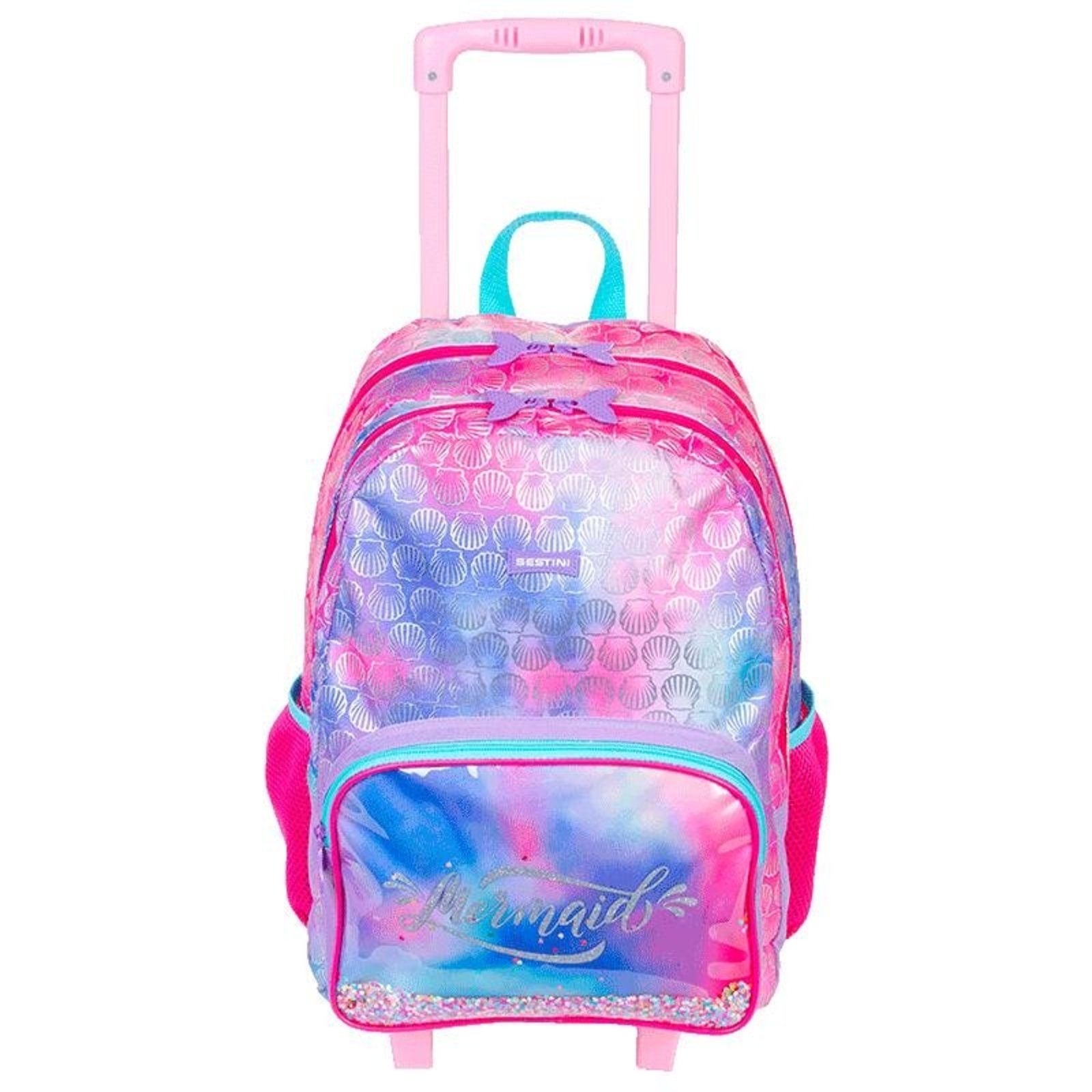 Infantil - Mochila de Rodinhas Grande Sestini X Mermaid - Colorido Rosa