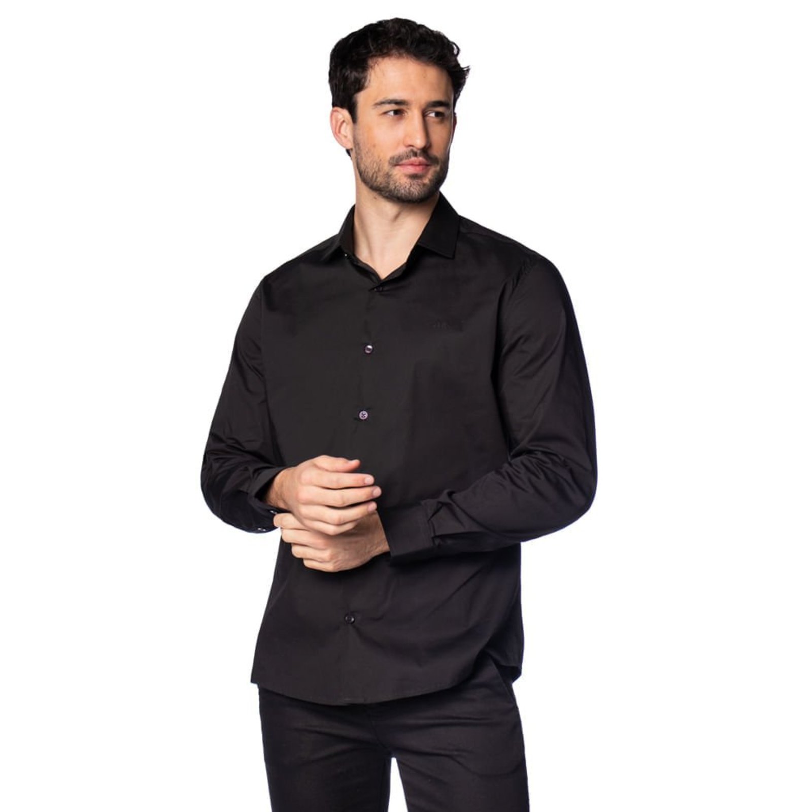 Camisa Masculina Pitt Jeans Social Slim Fit Preto