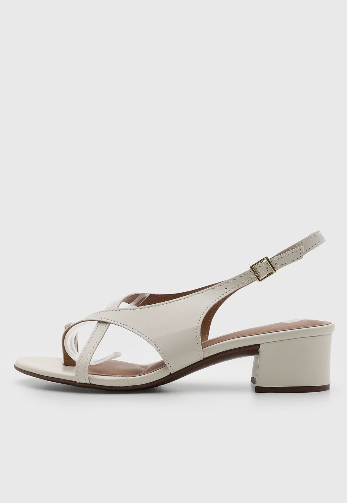 Sandália Feminina Beira Rio Salto Bloco Off-White
