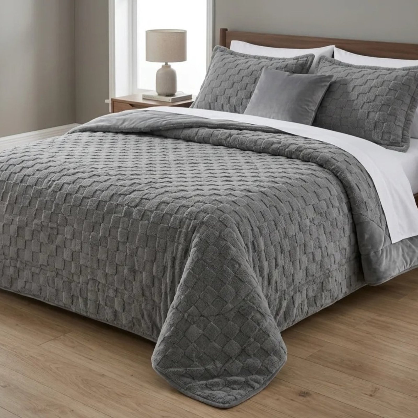 Coberdrom Queen Grosso Inverno Dupla Face Cinza