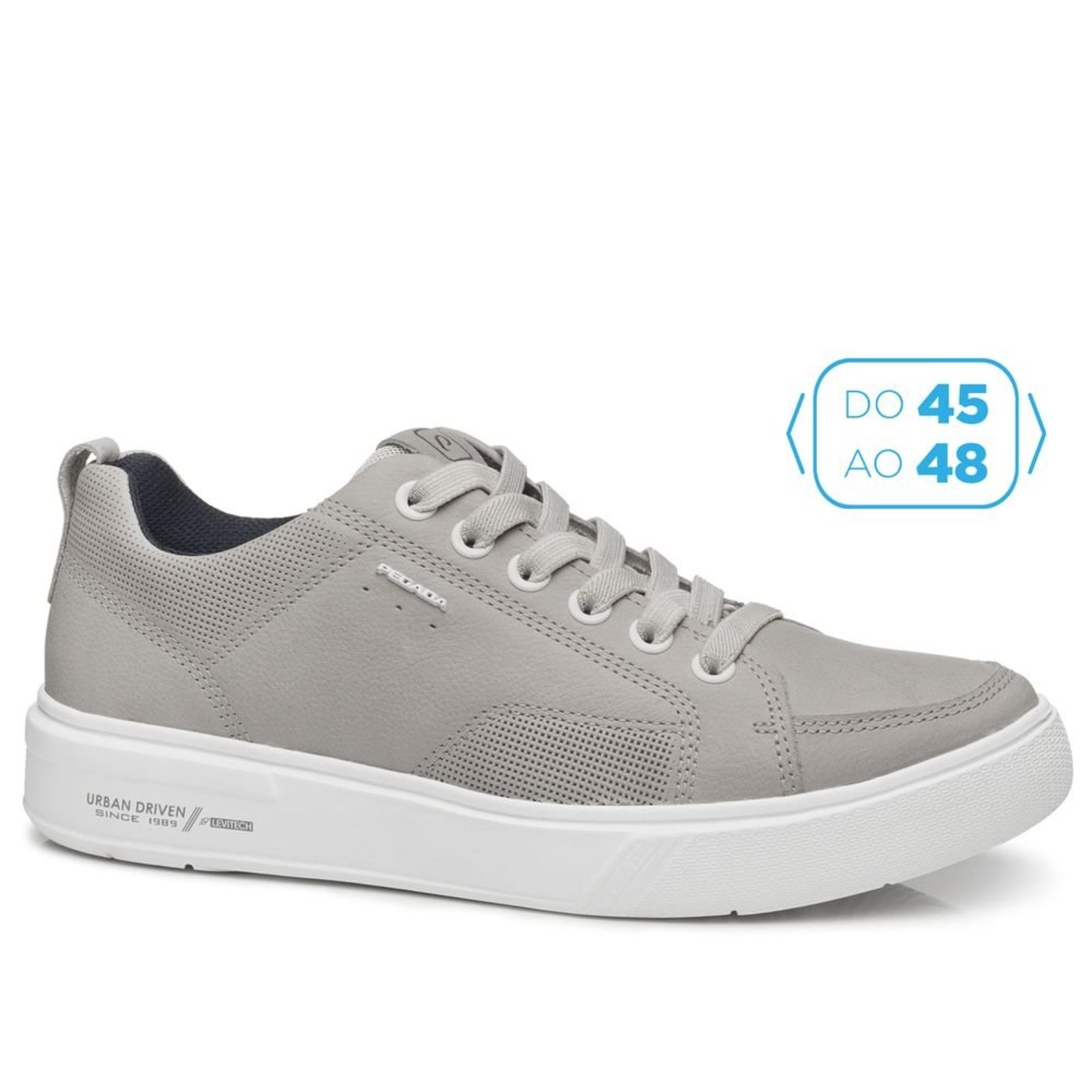 Tênis Casual Pegada Masculino Plus Size em Couro Silver 511902-09 Tenis Casual Pegada Masculino Plus Size em Couro Silver 511902-09 48
