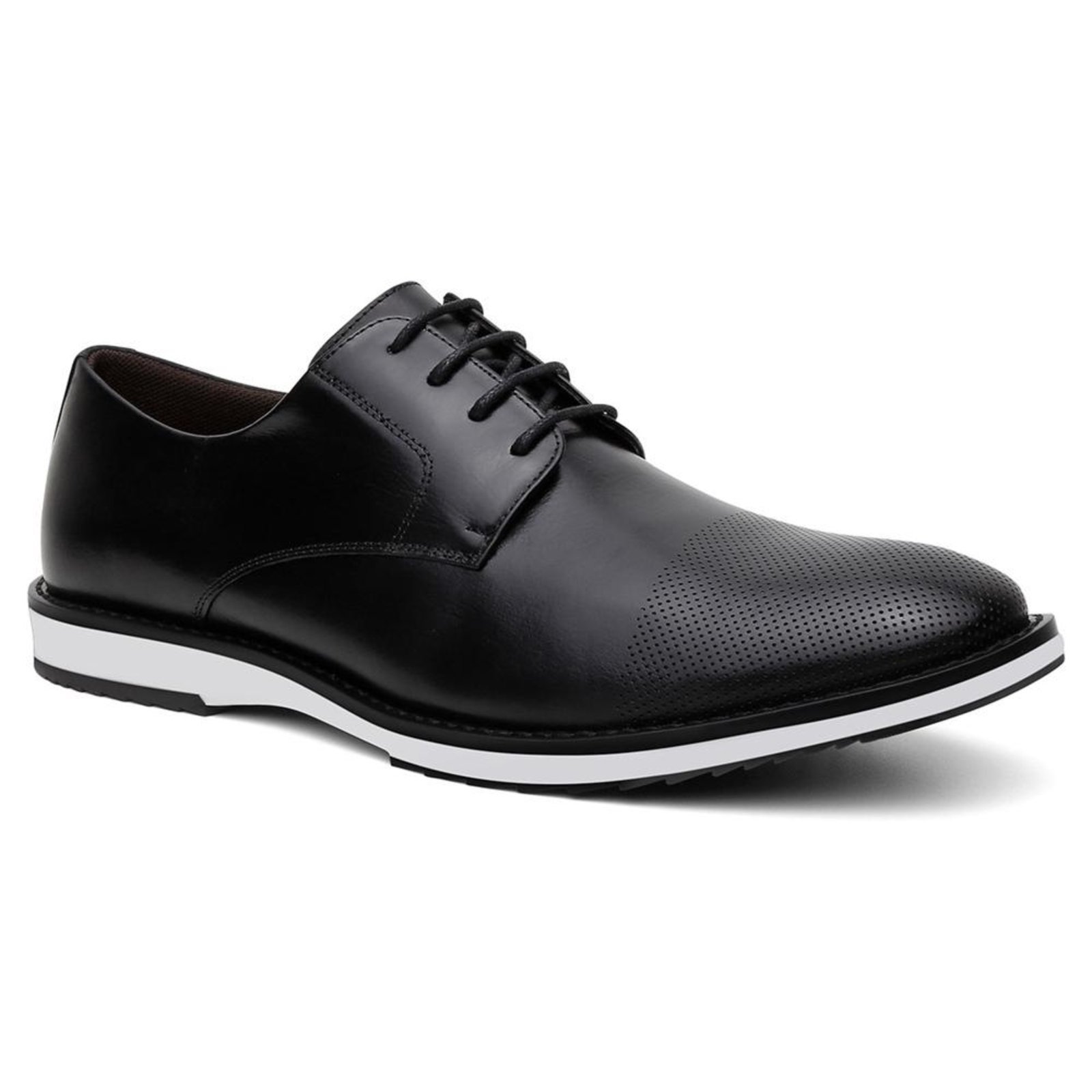 Sapato Derby Masculino Couro Cadarço Bico Redondo Clássico Marrom 45 Preto
