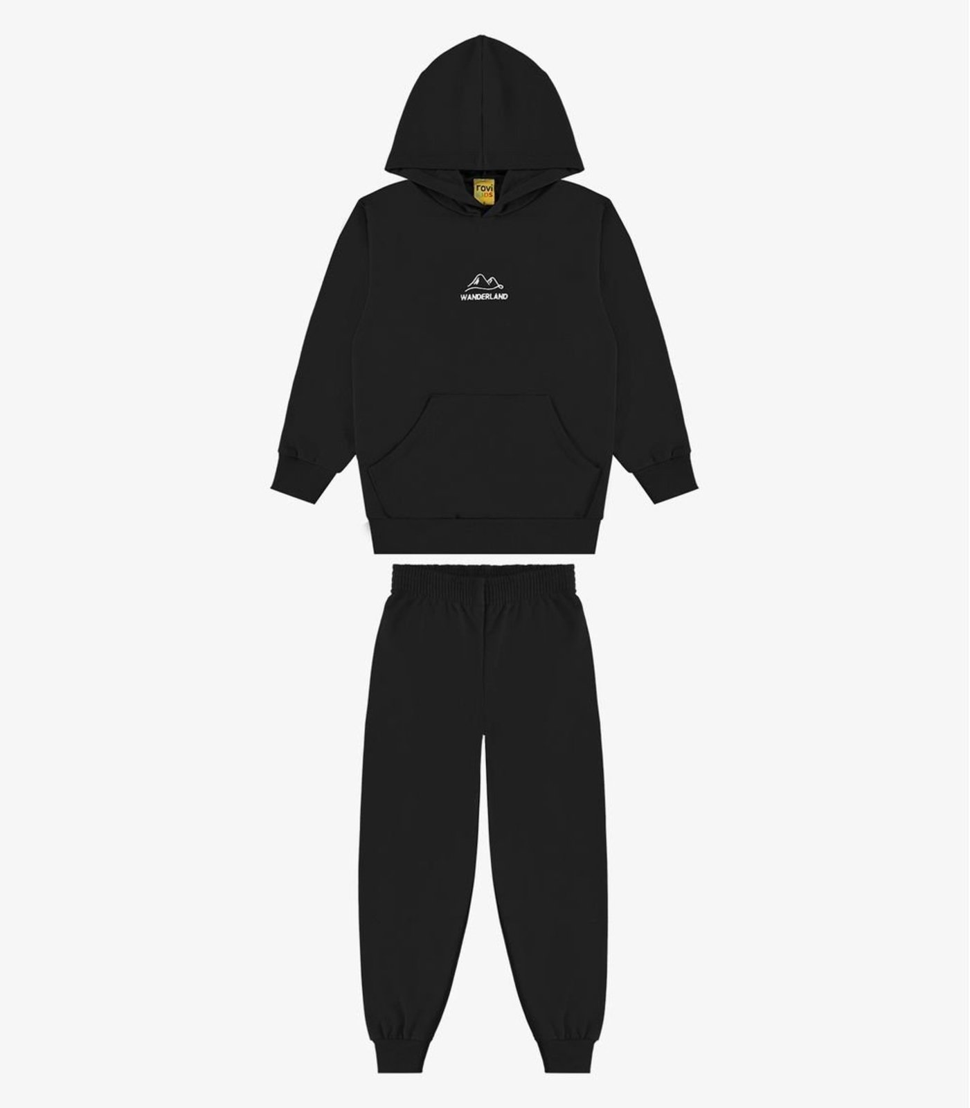 Infantil - Conjunto Blusão de Capuz e Calça Moletom Rovi Preto