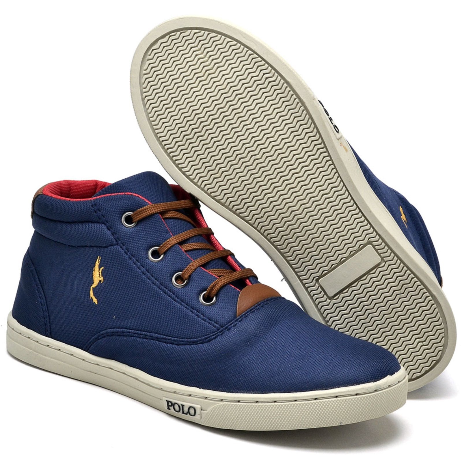 Vista 3 Infantil - Kit Sapatenis Polo Blu Menino Conforto Casual Botinha Cano Alto Azul + Relógio Digital + Meia azul marinho blu Polo Blu azul marinho blu