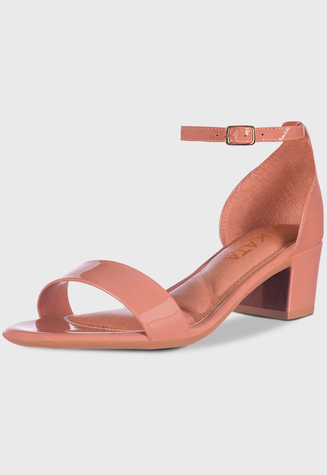 Sandalia Feminina Casual Saltinho Baixo Gosso Nude-Verniz