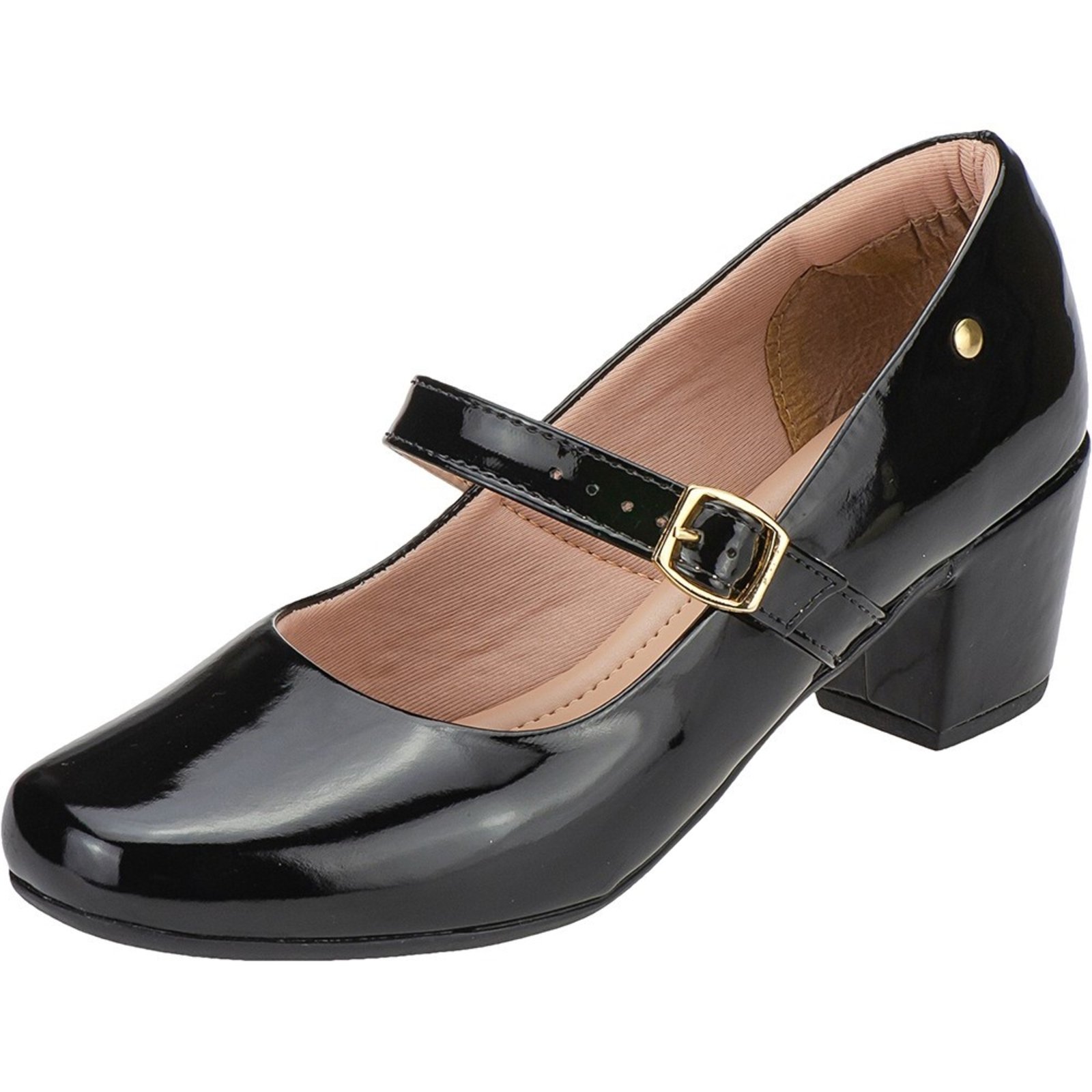 Scarpin Feminino Boneca Salto Baixo Grosso Lóris Shoes Preto