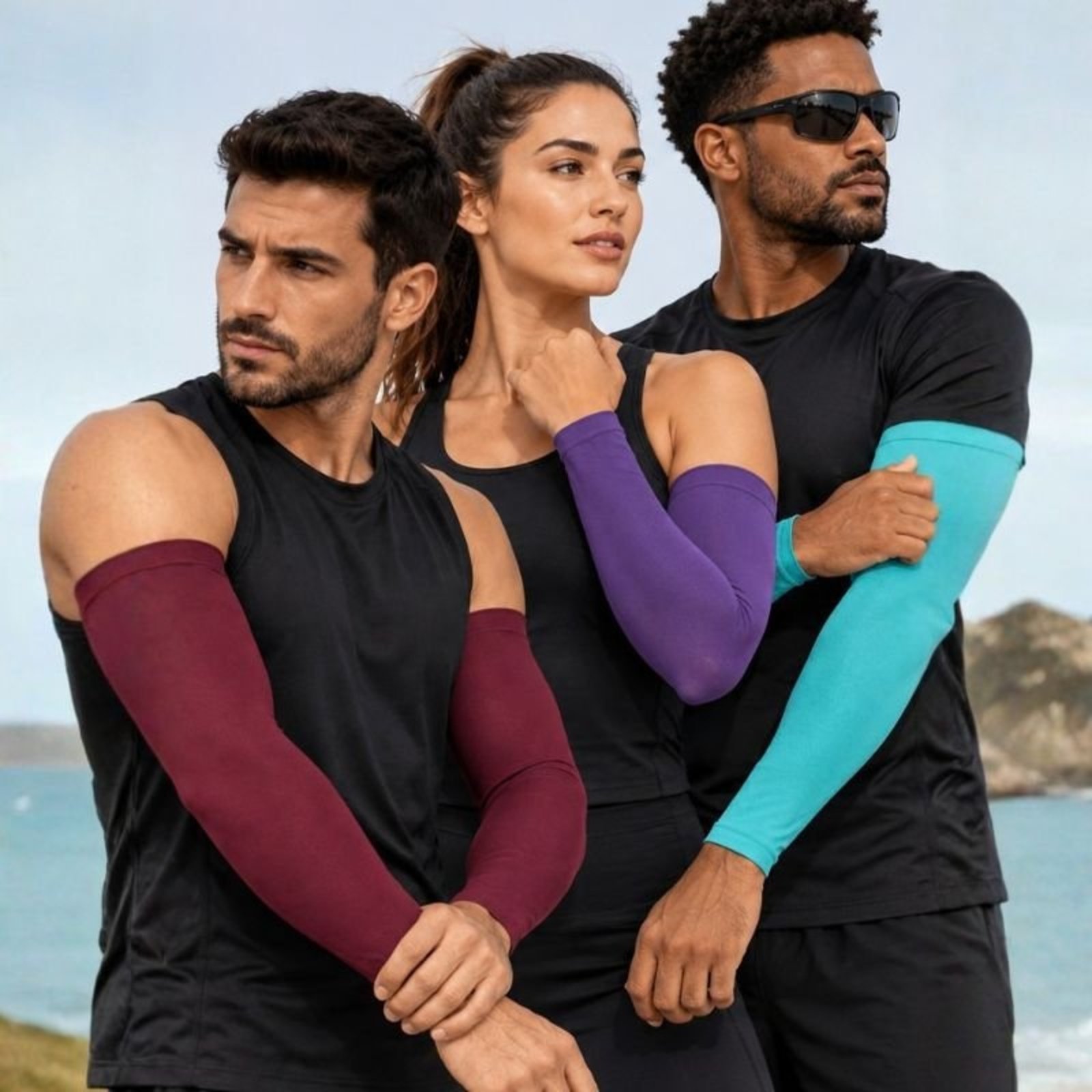 Kit 3 Manguitos De Proteção Uv Para Braços Slim Fitness - Sortidas