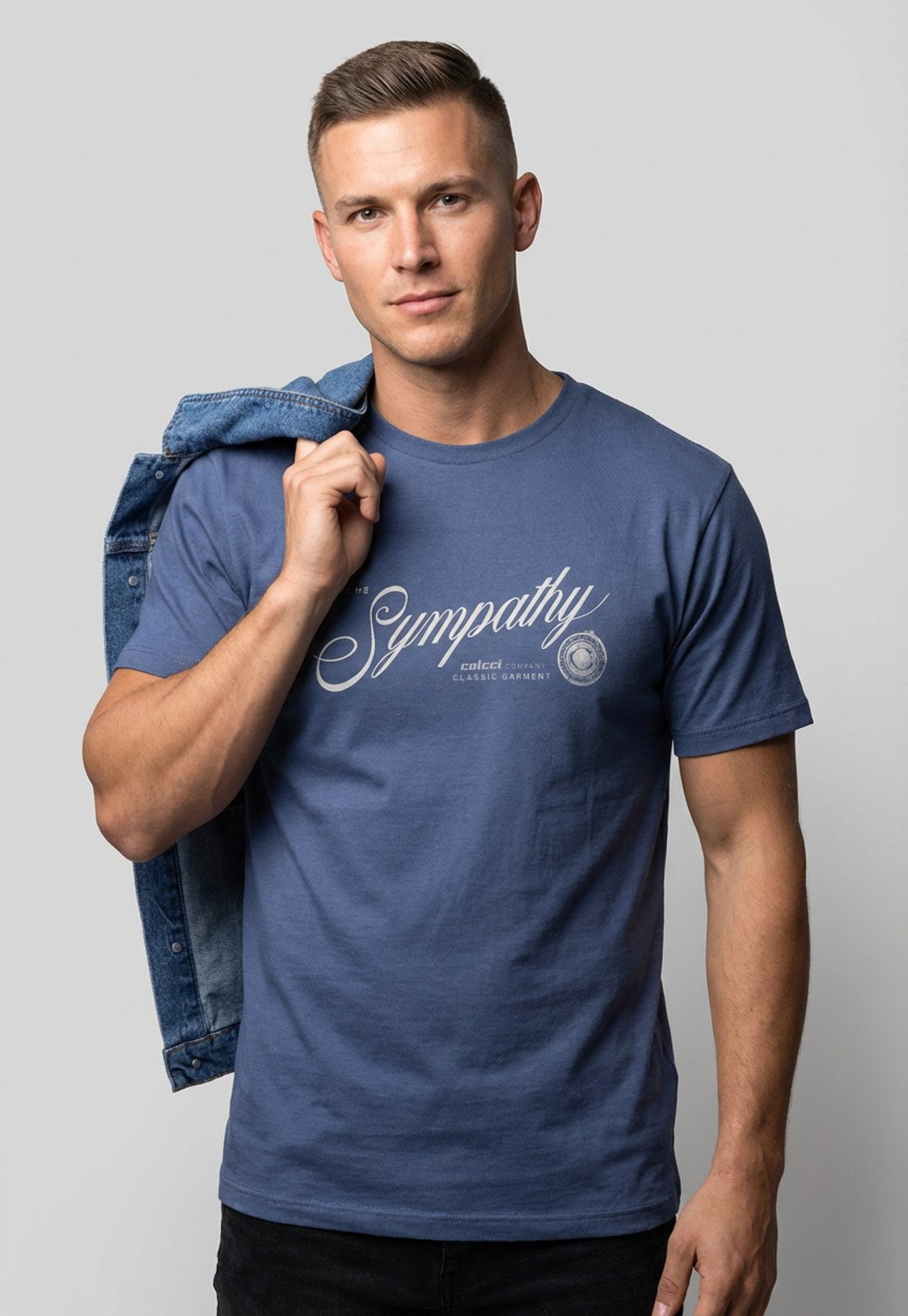 Camiseta Masculina Colcci Estampa Tipográfica Azul