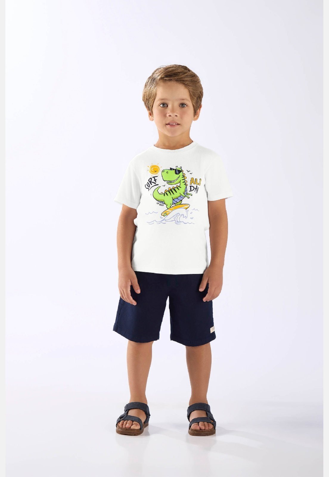 Infantil - Camiseta Dinossauro em Algodão Up Baby Branco