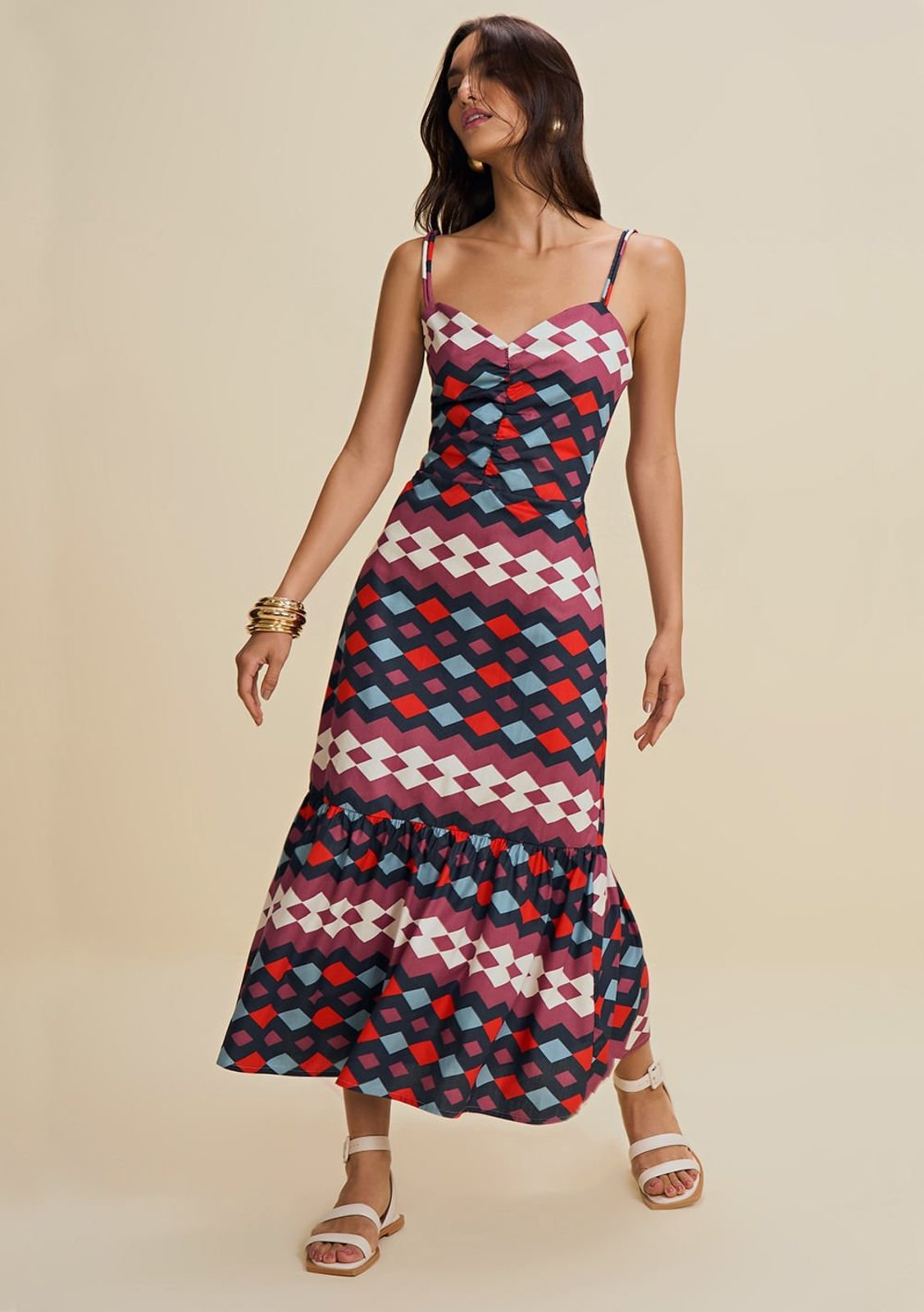 Vestido Morena Rosa V Com Cinto Roxo
