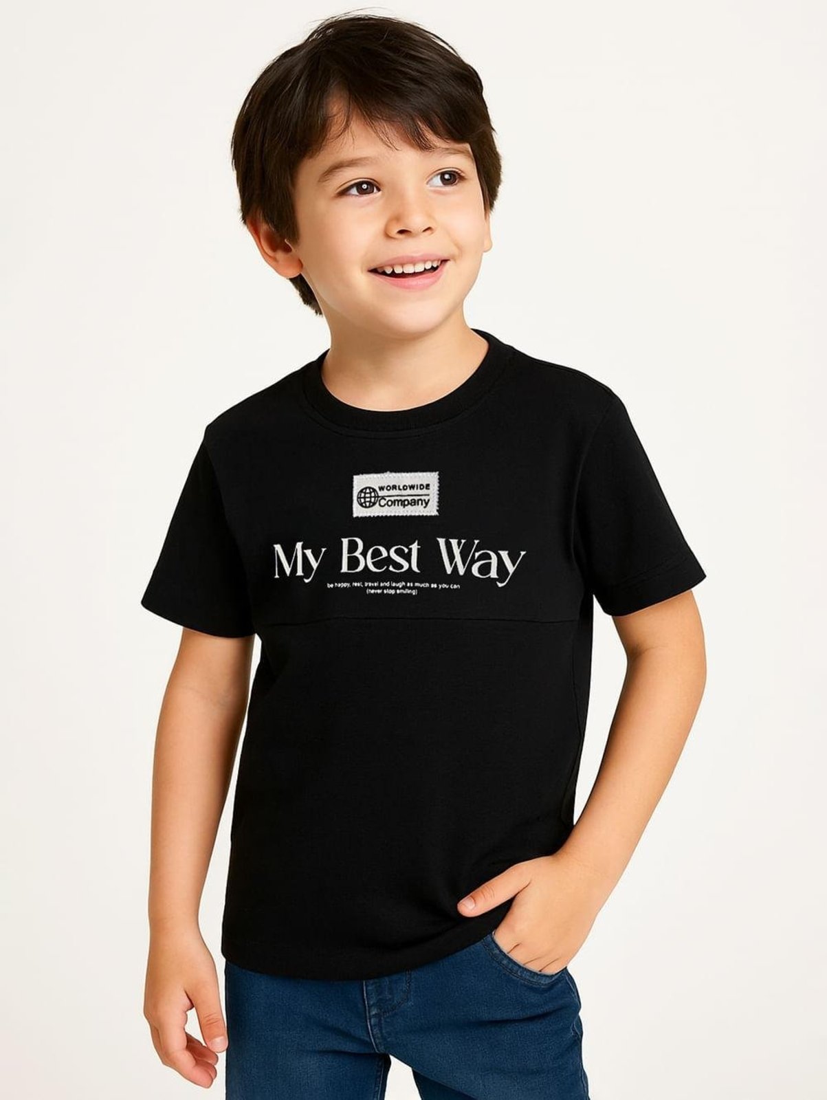Infantil - Camiseta Manga Curta Para Menino - PRETO