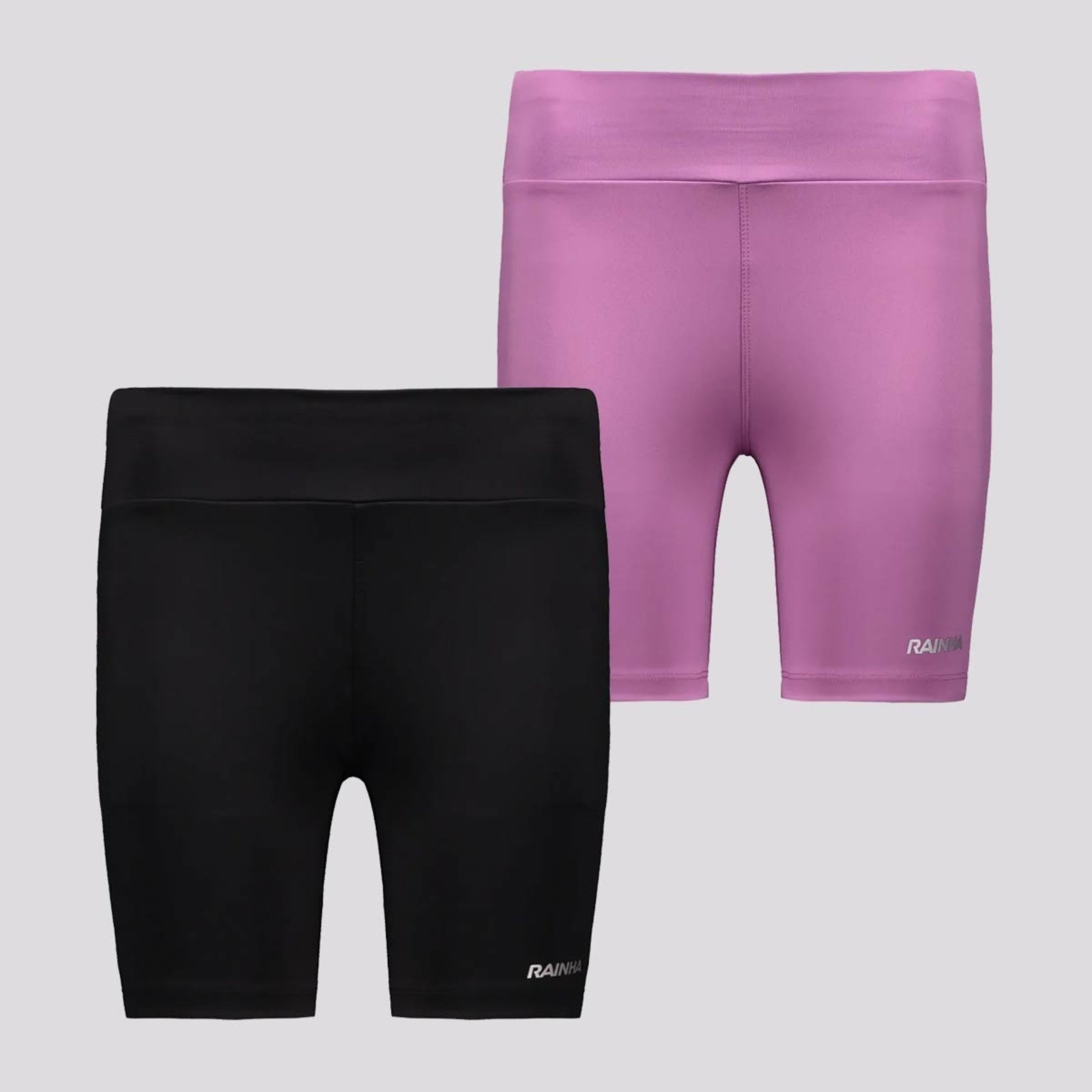 Kit 2 Bermudas Rainha Classic UV 50+ Joy Feminina Preta e Lilás