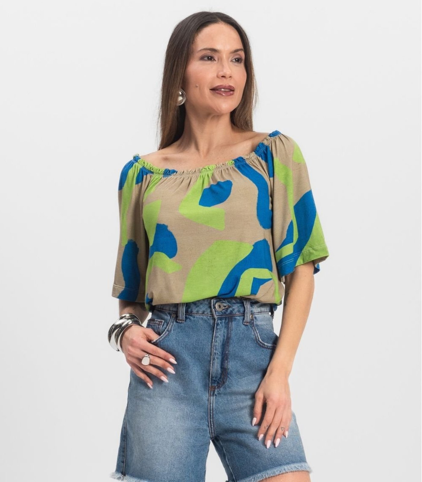 Blusa Feminina Ciganinha Infinita Cor Azul