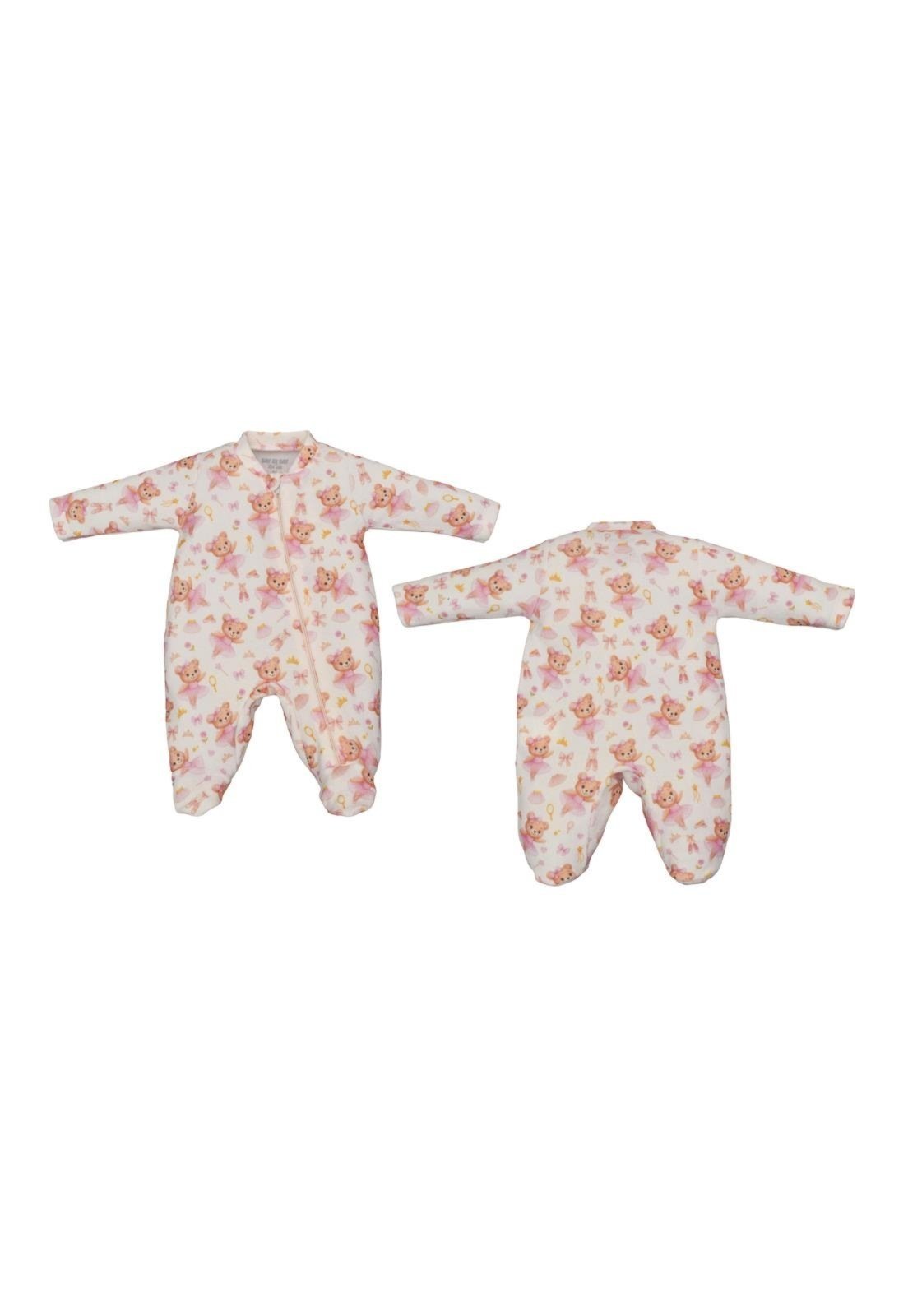 Infantil - Macacão Longo Estampado Menina Upi Uli P Rosa