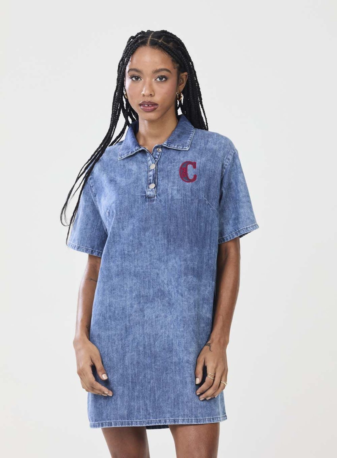 Vestido Jeans Estilo Polo Colcci CLC Azul