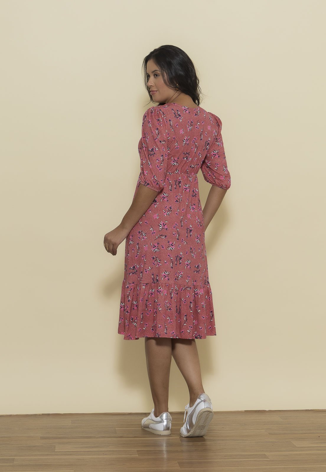 Vista 3 Vestido Aura Midi Catarina Floral Chic rosa rosa
