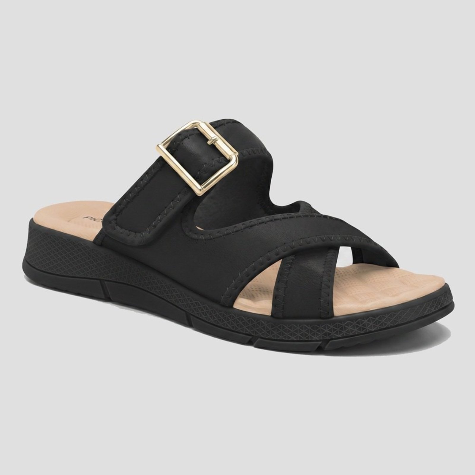 Tamanco Feminino Esporão Anabela Medio Wide Fit 571023 Preto