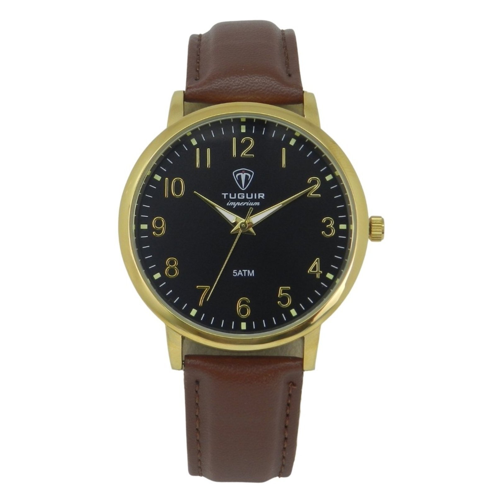 Relógio Unissex Tuguir Analógico Imperium TG30515 Preto e Marrom e Dourado