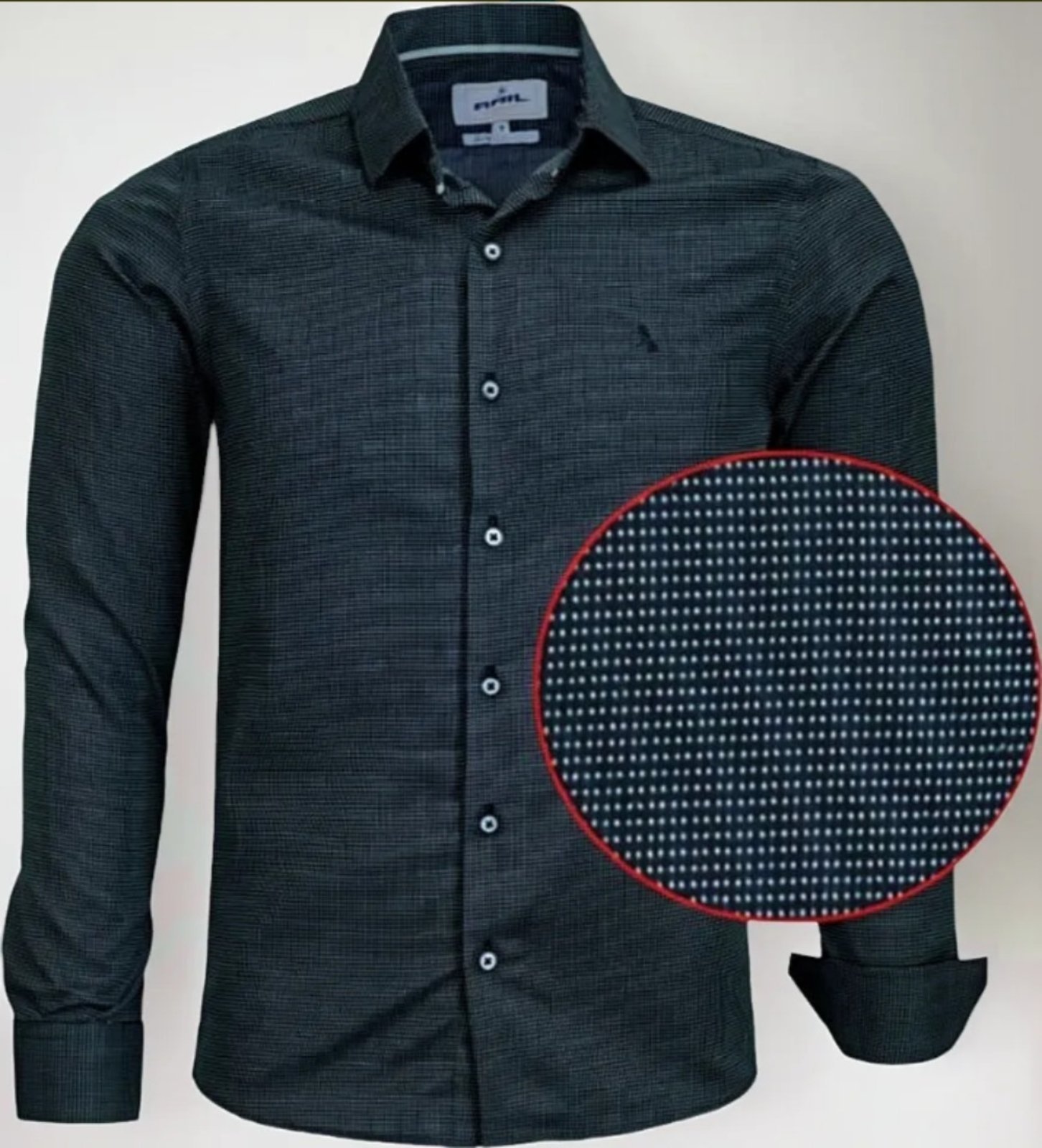 Camisa Social Amil Slim Level Misto Macia Fácil de Passar M/Longa Luxo Preto