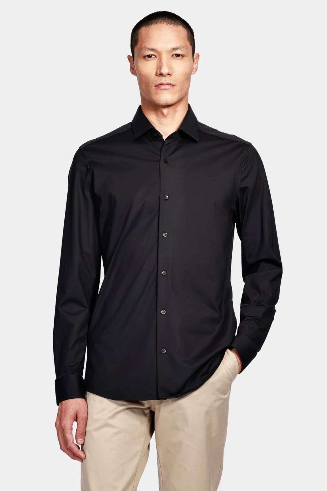 Camisa Aramis Manga Longa Slim Cetim Fio 120/2 Preto