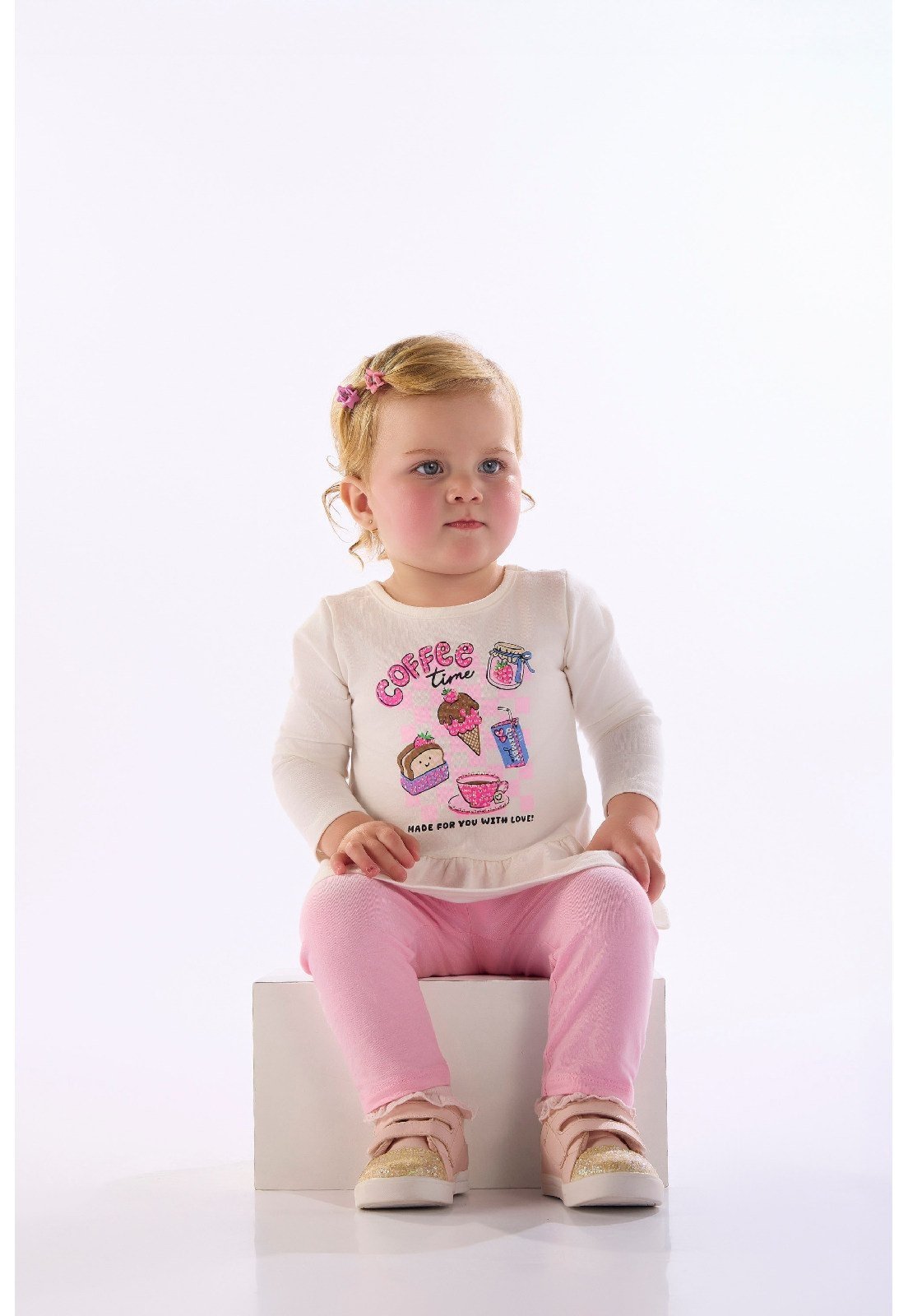 Infantil - Conjunto Menina Legging Quimby Branco