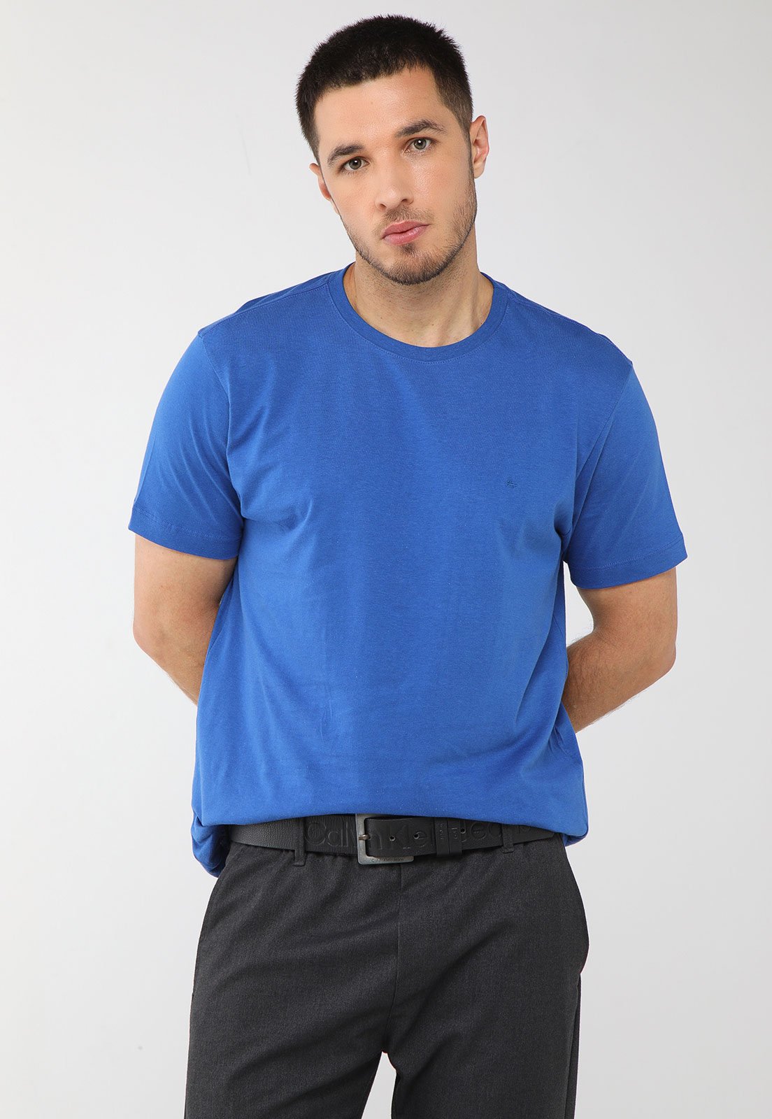 Camiseta Masculina Aramis Logo Bordado Azul
