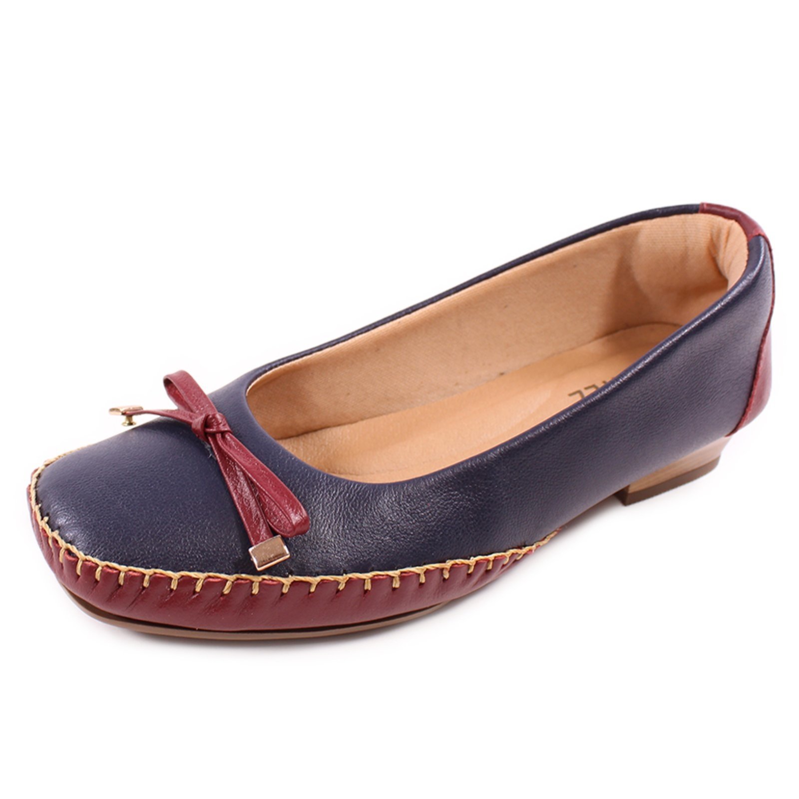Vista 3 Sapatilha Confort Laço Couro Legítimo Estilo Mocassim Marinho PariShoes azul/azul marinho PariShoes azul/azul marinho