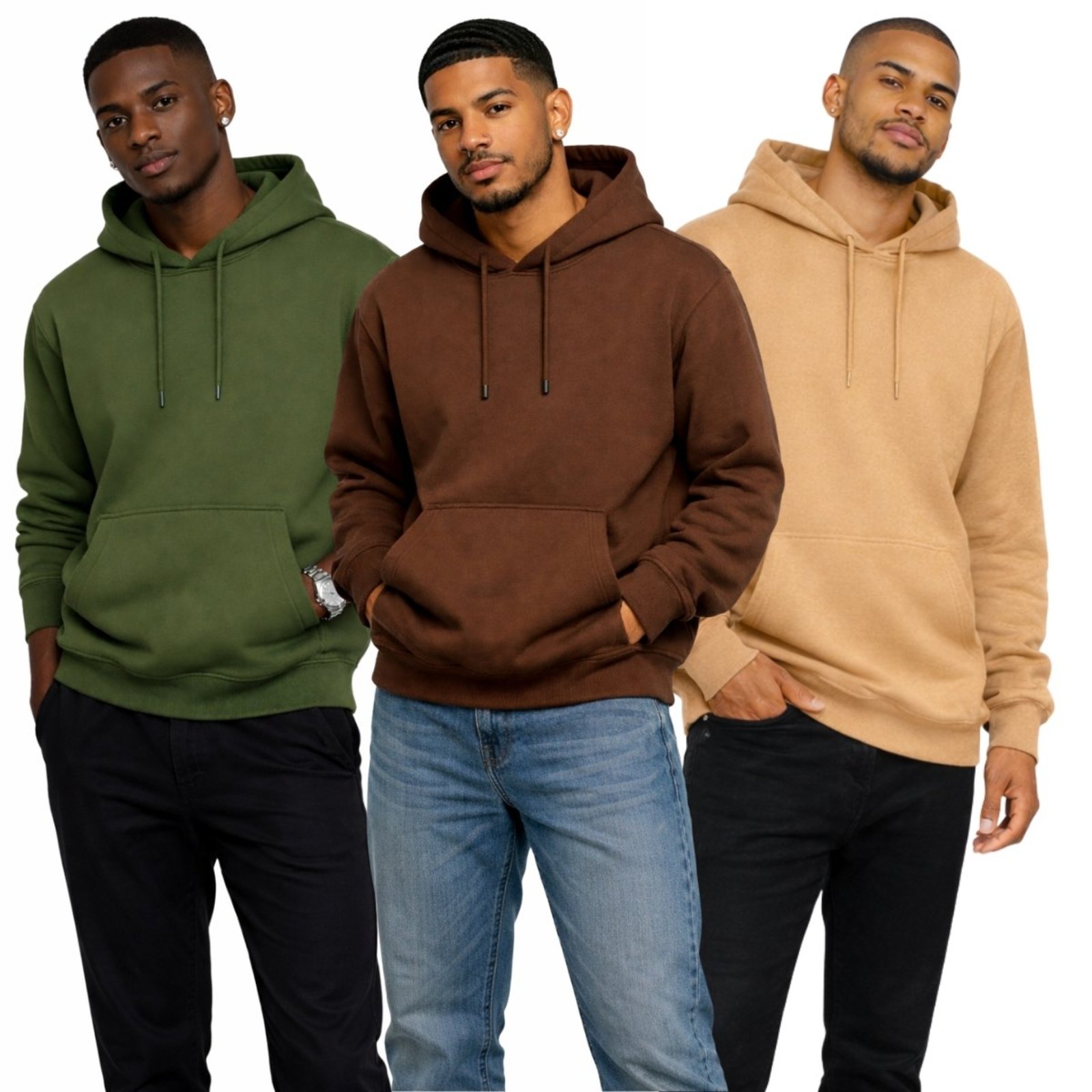 Kit 3 Moletom Modelo Canguru Com Capuz Masculino Liso