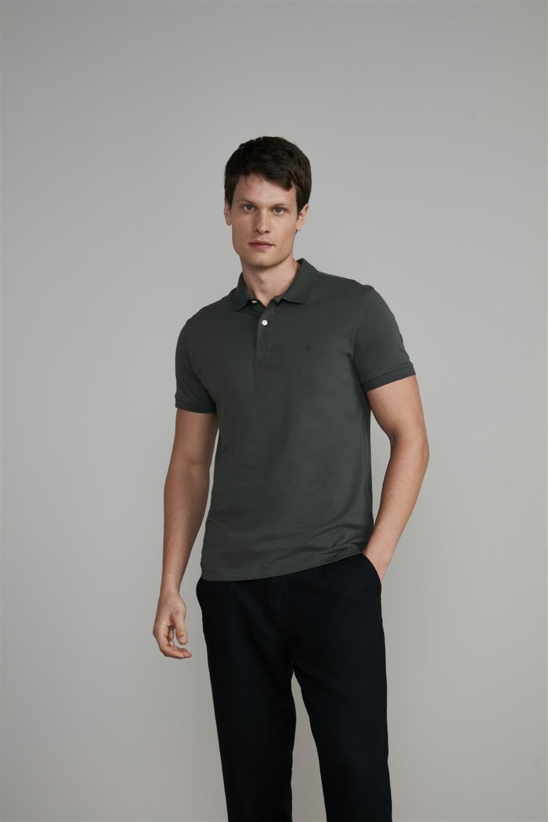 HIGHSTIL Polo Manga Curta Premium Malha Slim Fit - Verde Escuro