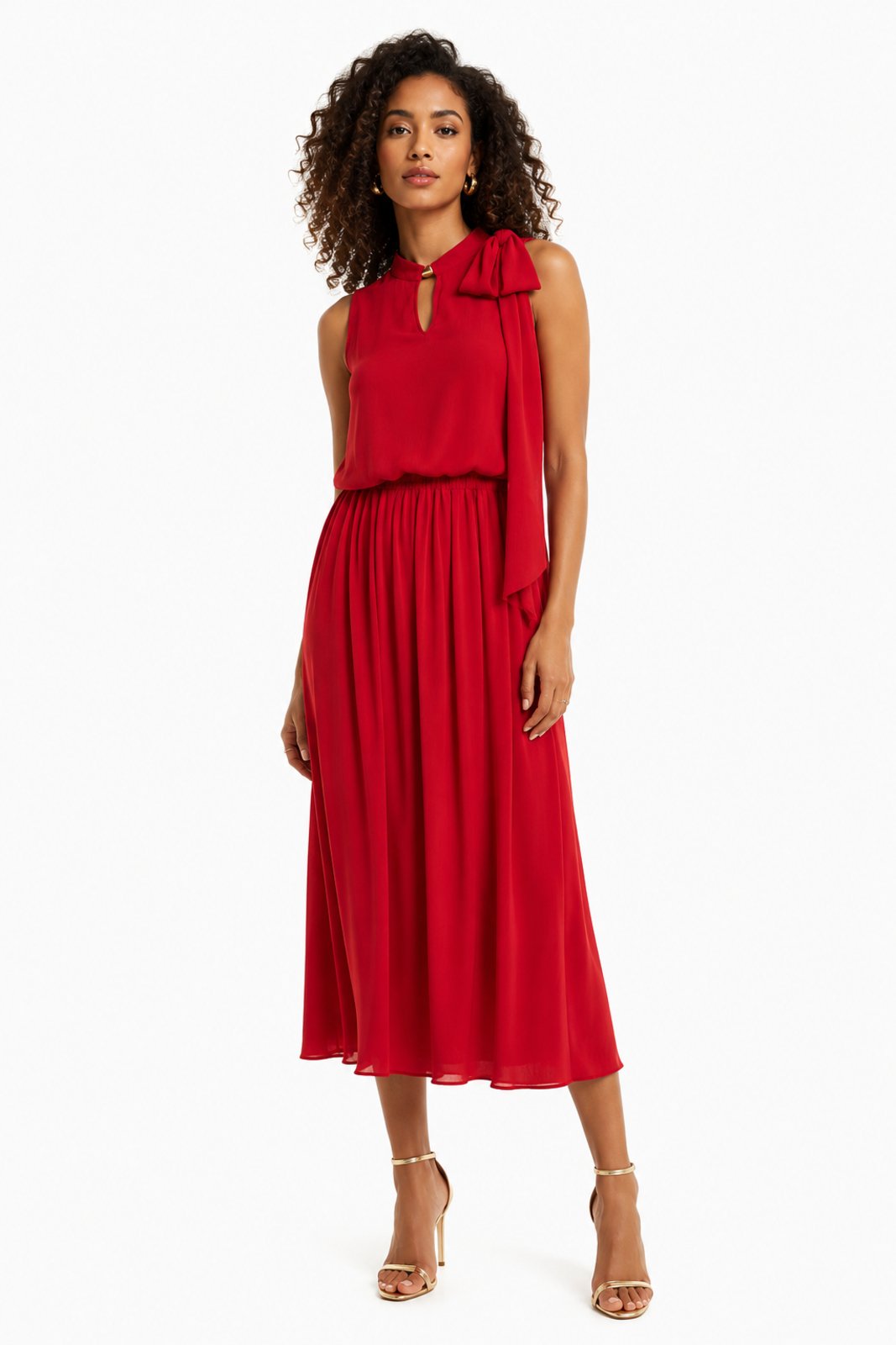 Conjunto D Bell Outlet Fashion Chiffon Plissé Vermelho