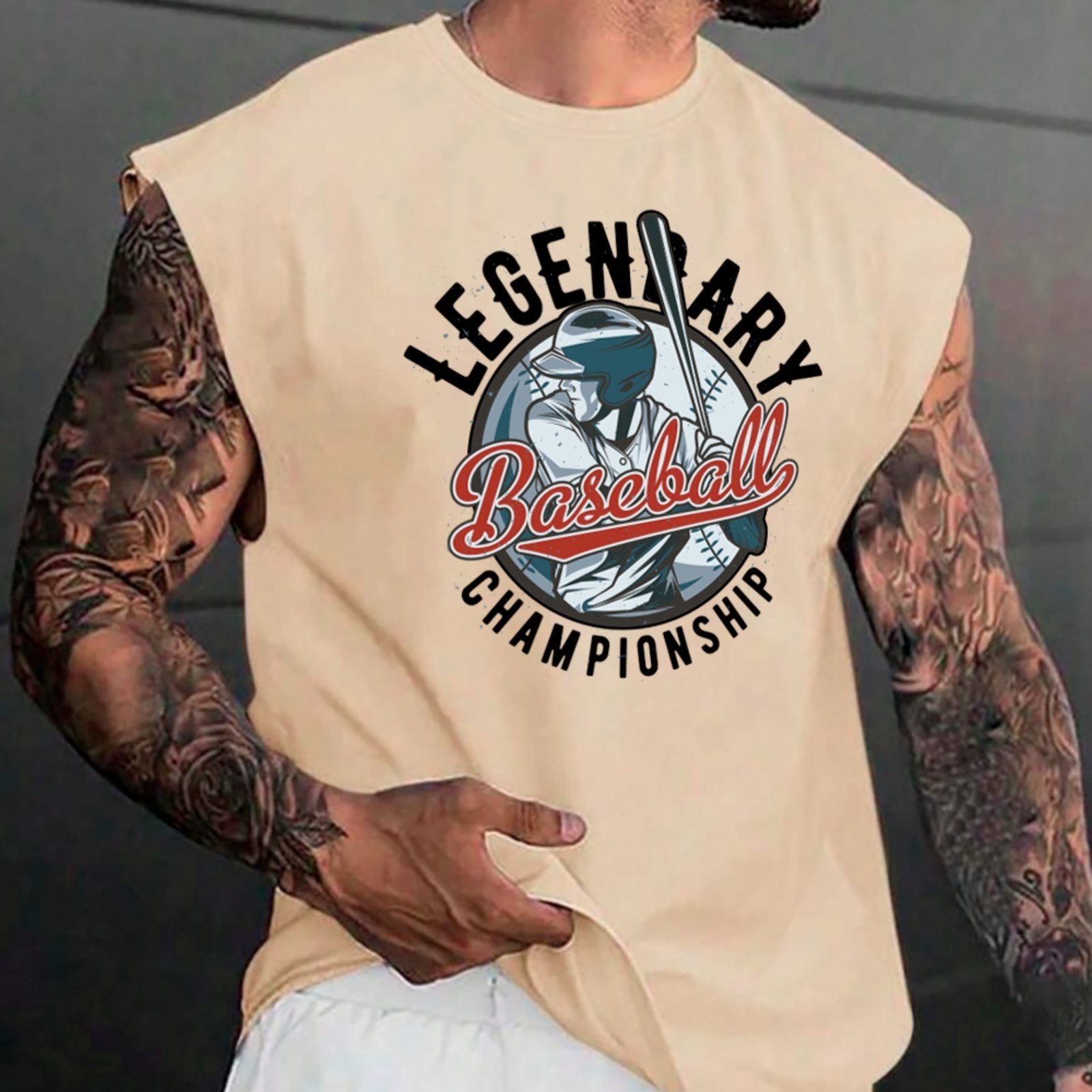 Camiseta Regata Machão Ousy Baseball Vibe Retrô Oversized Masculina Off White