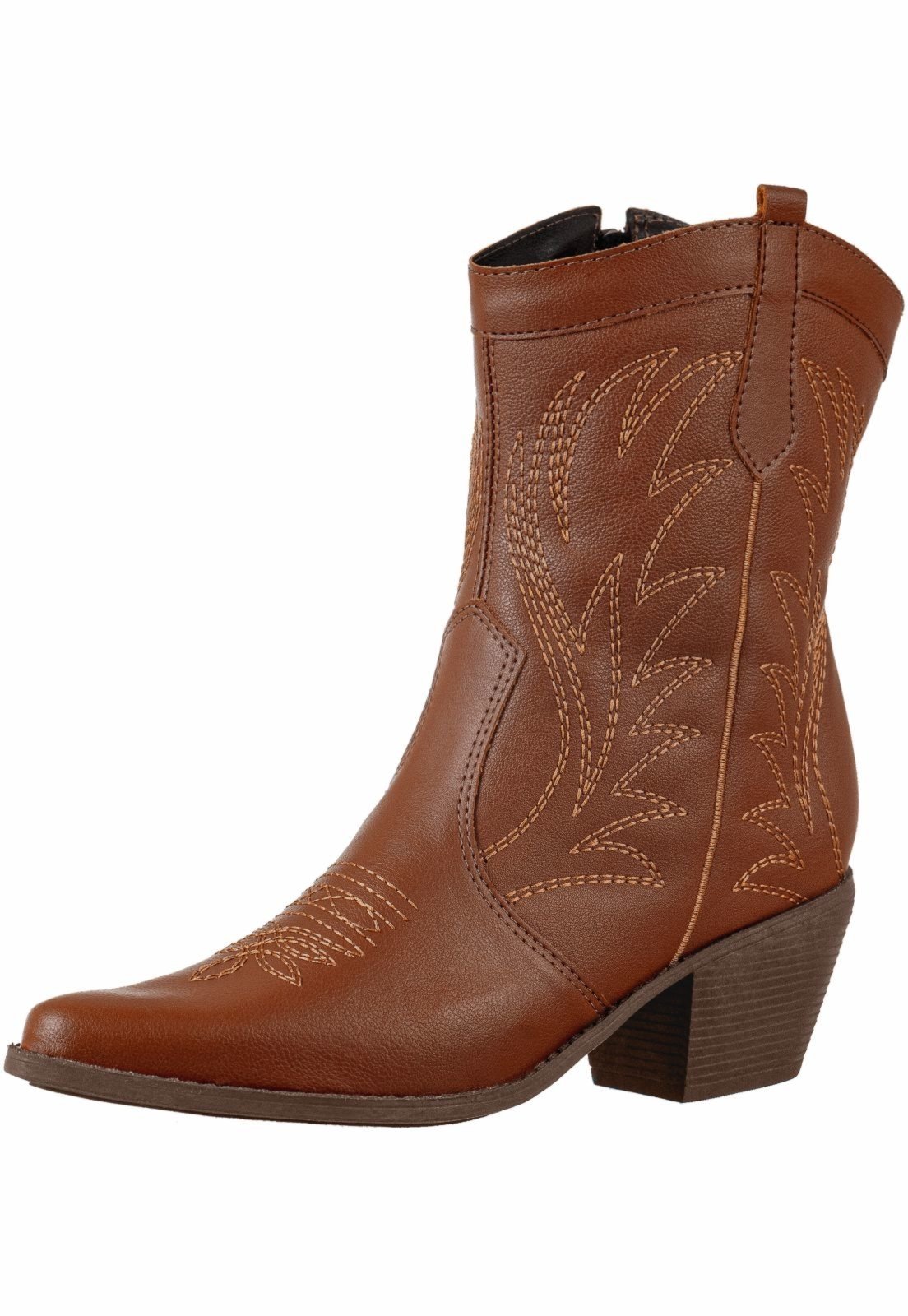Bota Texana Gigil Cano Curto Bordada Caramelo