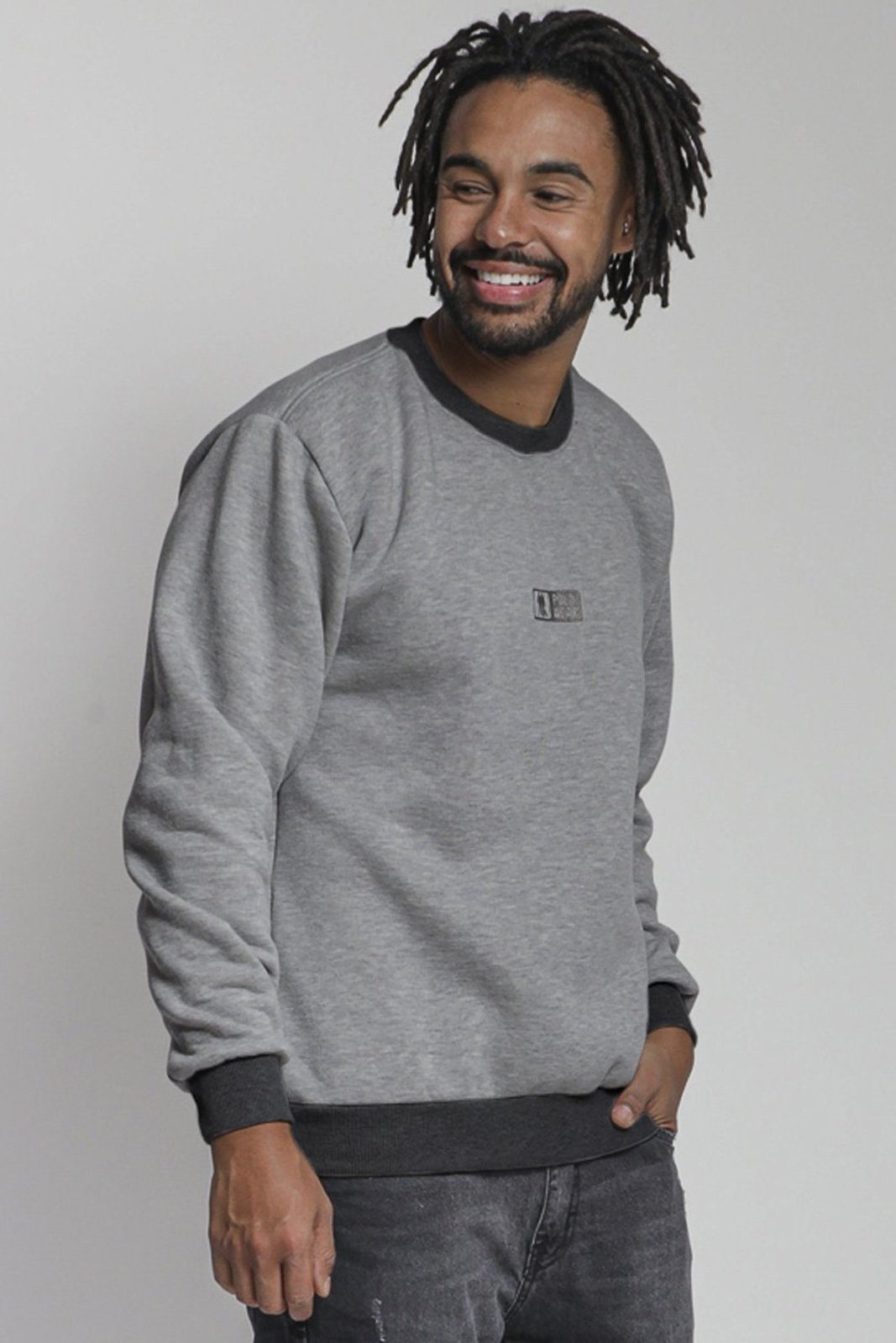 Moletom Gola Careca Casual Polo Wear Mescla Escuro