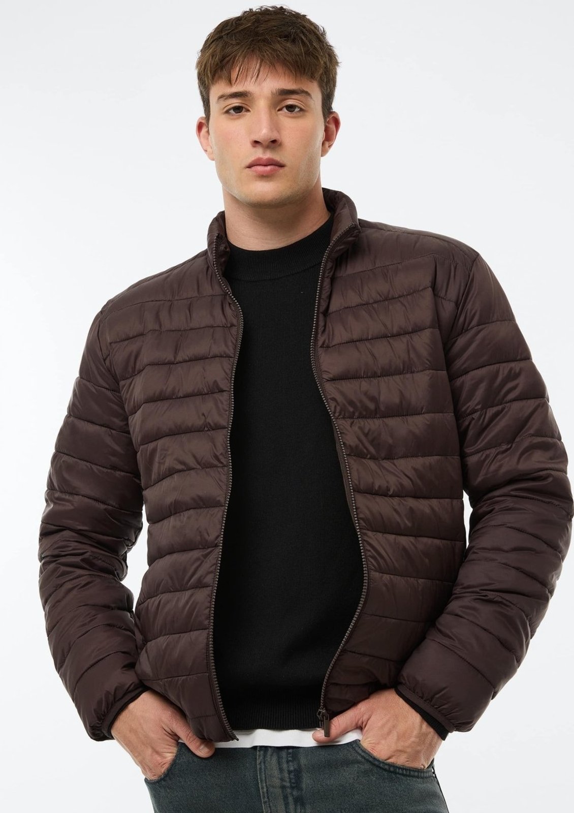 Jaqueta Masculina Puffer Matelassê Hering Marrom
