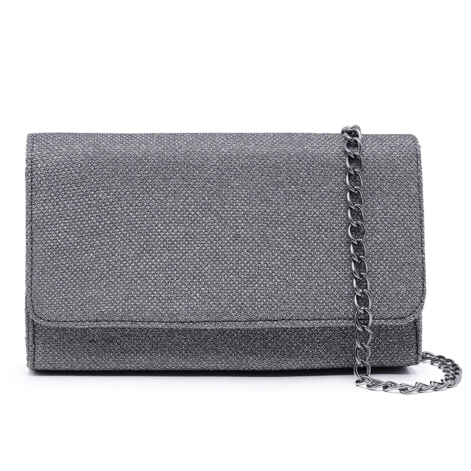 Bolsa Clutch De Mão Feminina Com Glitter Brilho Prata Carmelo Shoes
