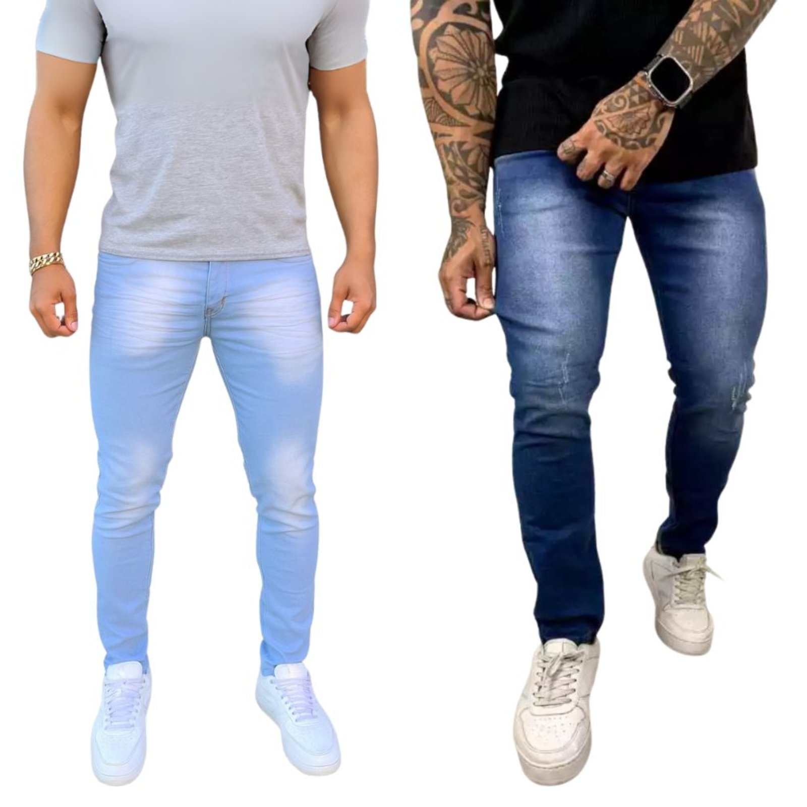 Kit 2 Calça Jeans Skinny Masculina Clara Escura