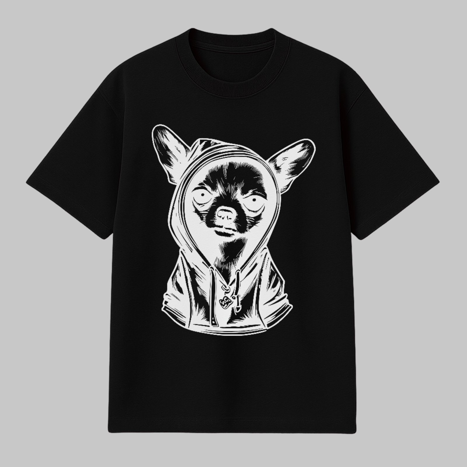 Camiseta Básica Chihuahua Estilo Streetwear Pet Fashion Preto