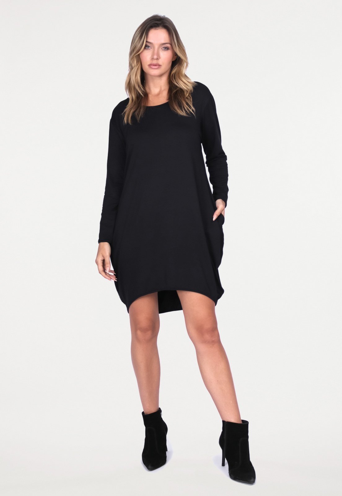 Vestido Curto Amazonia Vital Malha Amplo Always Manga Longa Preto