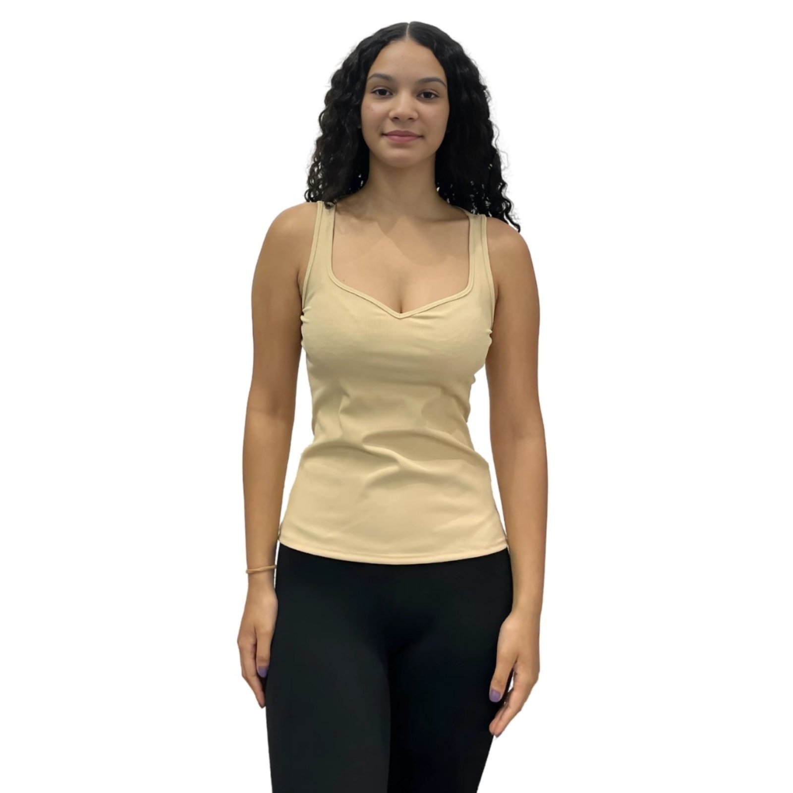 Blusa Regata Justa Decote Princesa Flor De Lis