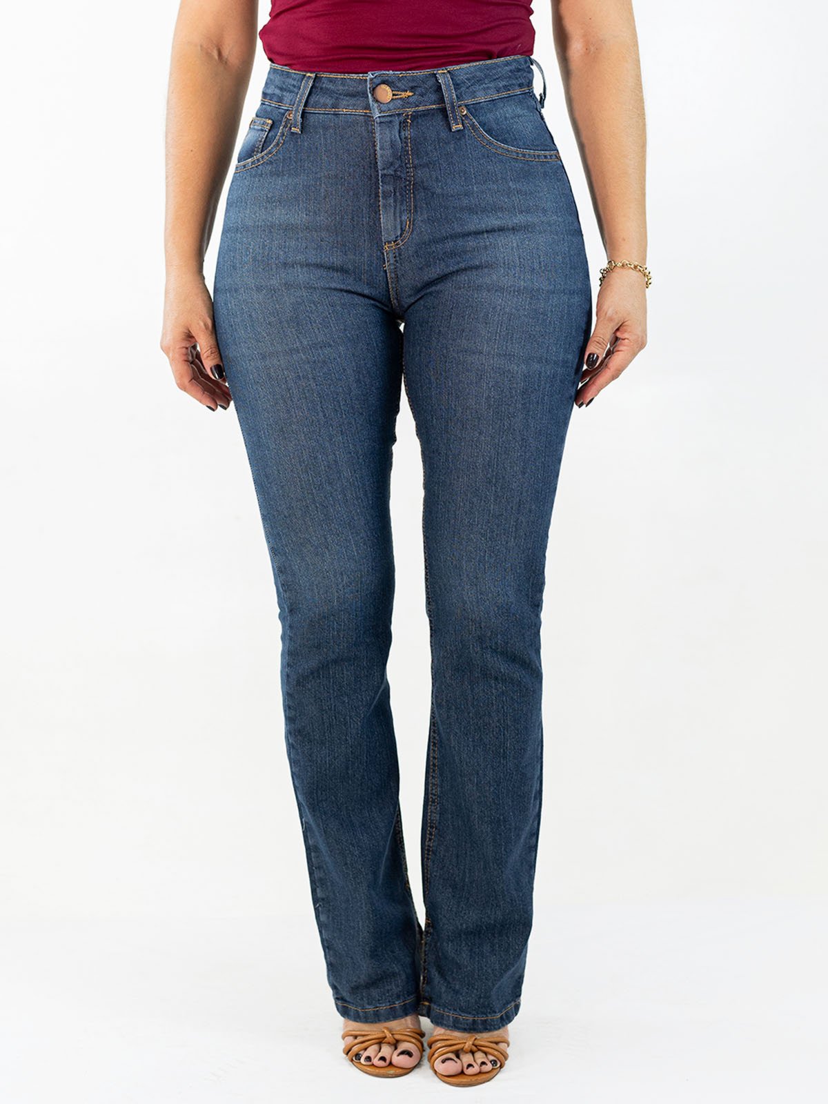 Calça Jeans Feminina Boot Cut Alta Fenda Barra Anticorpus