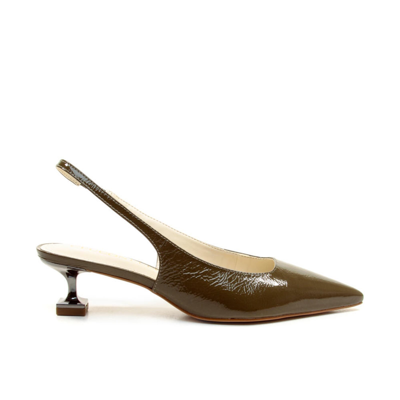 Slingback Couro Verde Salto Baixo Cecconello 2393002-22