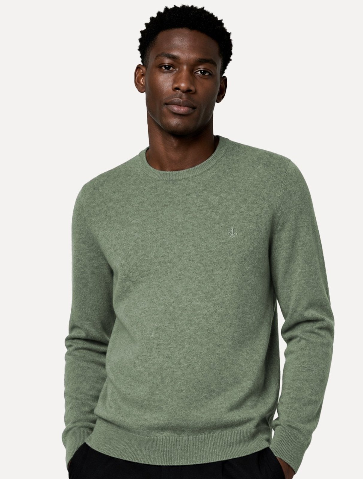 Suéter Dudalina Masculino Tricot Crewneck Basico Verde Médio